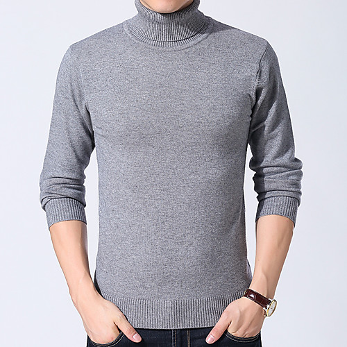 

Men's Unisex Stylish Vintage Style Knitted Solid Color Pullover Sweater Long Sleeve Sweater Cardigans Turtleneck Fall Winter Blue Yellow Wine