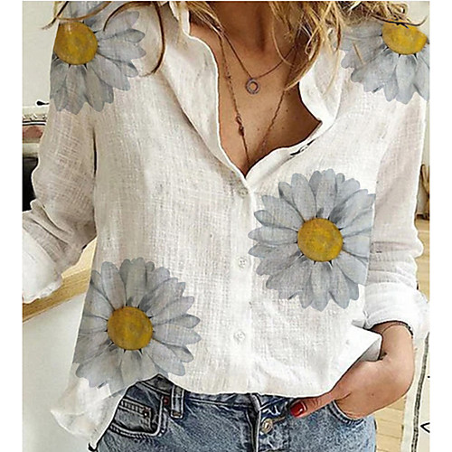 

Women's Plus Size Tops Shirt Dot Long Sleeve Shirt Collar Yellow Gray White Big Size L XL XXL XXXL 4XL