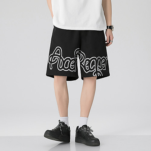 

Men's Sports Shorts Pants Letter Short Print Yellow Grey White Black