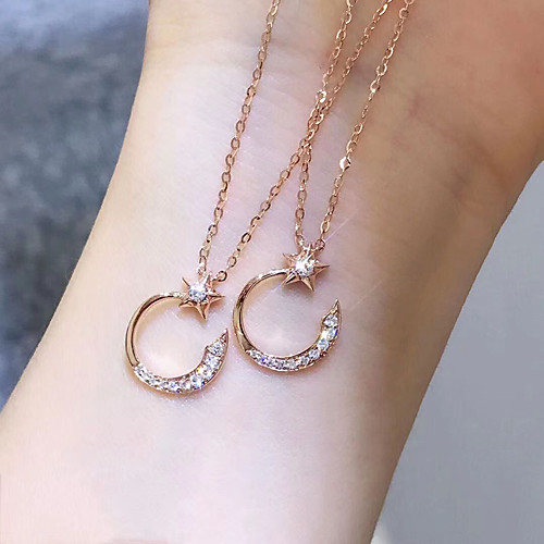 

Women's Clear AAA Cubic Zirconia Pendant Necklace Monogram Star Fashion Holiday Korean Cute Brass Rose Gold 50 cm Necklace Jewelry 1pc For Party Evening Street Gift Prom Festival