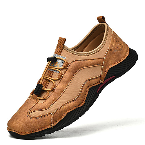 

Men's Sneakers Leather Shoes Business Casual Classic Daily Office & Career Nappa Leather Cowhide Handmade Non-slipping Height-increasing Booties / Ankle Boots Khaki Black Brown Color Block Fall Winter