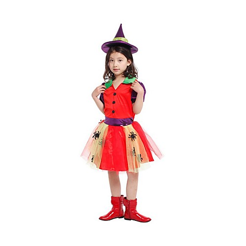 

Witch Dress Masquerade Girls' Movie Cosplay Vacation Halloween Red Dress Hat Christmas Halloween Masquerade Polyester