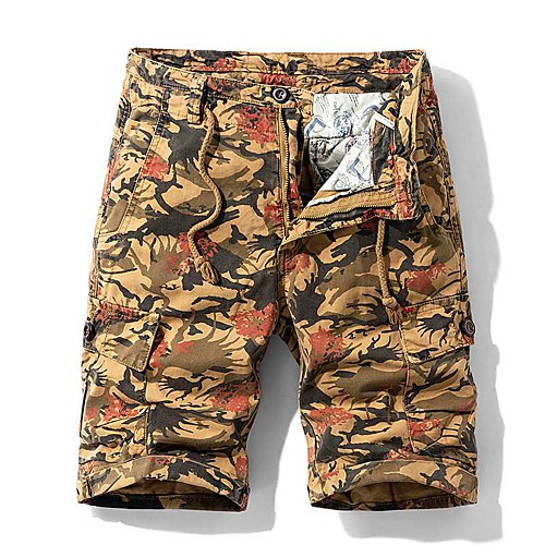 

Men's Casual / Sporty Cargo Shorts Chinos Tactical Cargo Pants Patchwork Leaf Blue Yellow Army Green Camel