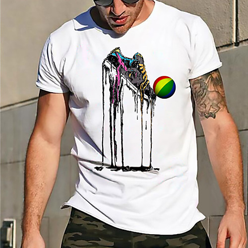 

Men's Tee T shirt Shirt Hot Stamping Graphic Prints Shoe Print Short Sleeve Casual Tops Cotton Basic Designer Big and Tall White