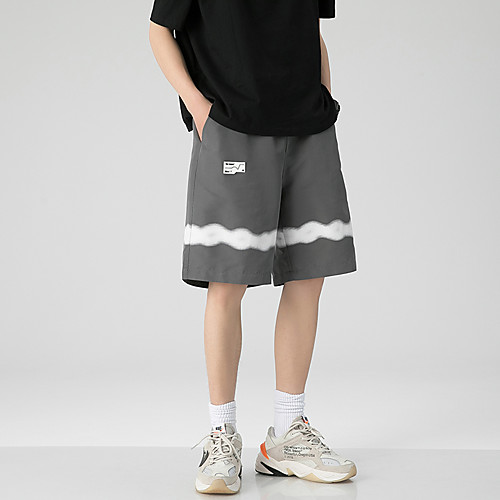 

Men's Chino Outdoor Casual Weekend Shorts Pants Graphic Prints Knee Length Stripe Blue Black Dark Gray