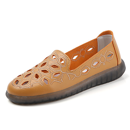 

Women's Loafers & Slip-Ons Flat Heel Round Toe Daily Leather Solid Colored Gray White Black