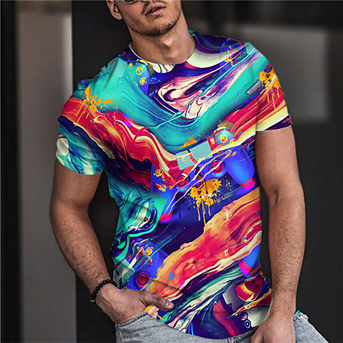 

Men's Unisex Tee T shirt Shirt 3D Print Graphic Prints Game Console Print Short Sleeve Daily Tops Casual Designer Big and Tall Rainbow