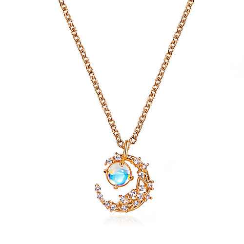 

Women's Clear Moonstone Choker Necklace Pendant Necklace Simulated Moon Dainty Simple Fashion European Zircon Alloy Silver Gold 48-55 cm Necklace Jewelry 1pc For Wedding Street Prom Birthday Party
