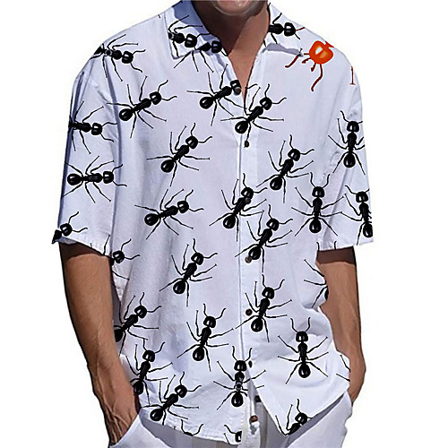 

Men's Shirt 3D Print Animal Plus Size 3D Print Button-Down Short Sleeve Casual Tops Casual Fashion Breathable Comfortable White / Sports