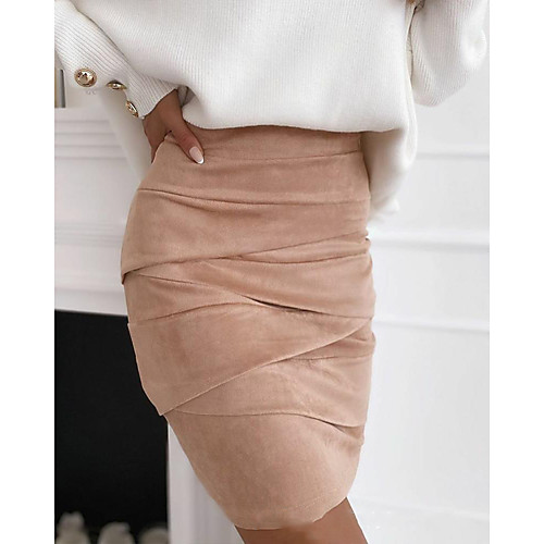 

Women's Date Weekend Basic Streetwear Short Skirts Solid Colored Layered Light Brown