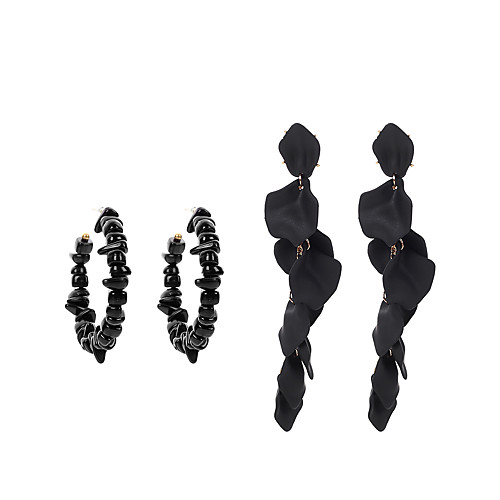 

lureme 2 Pairs Black Color Collection Statement Vintage Dangle Earrings for Women (er006311-3)