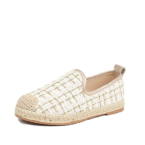 

Women's Loafers & Slip-Ons Flat Heel Round Toe Booties Ankle Boots Daily Home Canvas Striped White Black / Knee High Boots