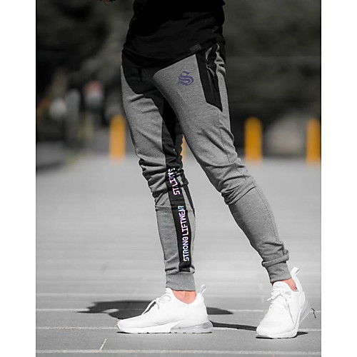 

Men's Athleisure Sports Sports Casual Sports Pants Sweatpants Pants Letter Full Length Print Gray Black