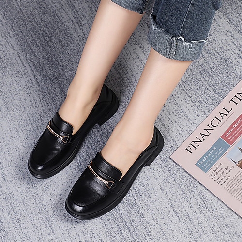 

Women's Loafers & Slip-Ons Flat Heel Round Toe Wedding Flats Work Outdoor PU Rhinestone Solid Colored Black / Booties / Ankle Boots