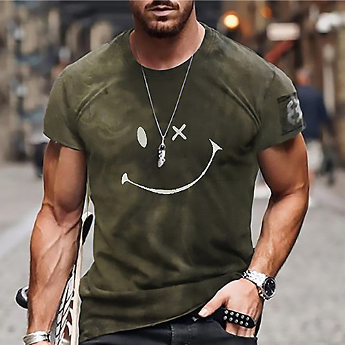 

Men's Unisex Tee T shirt Shirt 3D Print Graphic Prints Emoji Face Print Short Sleeve Daily Tops Casual Designer Big and Tall Black / White Green Black