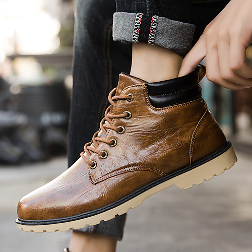 

Men's Boots Sporty Look Cowboy Western Boots Martin Boots Sporty Casual Classic Daily Outdoor PU Synthetics Warm Non-slipping Height-increasing Booties / Ankle Boots Black Brown Color Block Fall