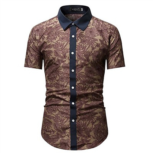 

Men's T shirt Graphic Short Sleeve Daily Tops Casual White Brown