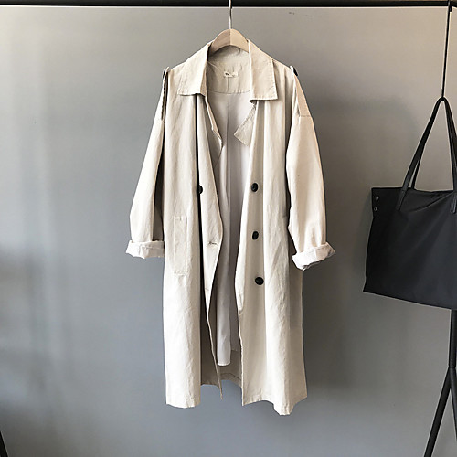 

Women's Coat Causal Spring Summer Regular Coat Regular Fit Casual Jacket Solid Color Pure Color Navy Beige