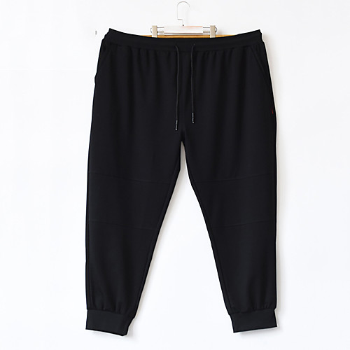

Men's Sporty Casual Breathable Soft Daily Sports Pants Chinos Pants Solid Color Full Length Drawstring Pocket Elastic Waist Black Dark Gray