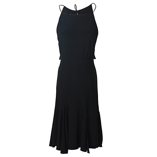 

Latin Dance Dress Cinch Cord Women's Training Performance Sleeveless Natural Crystal Cotton