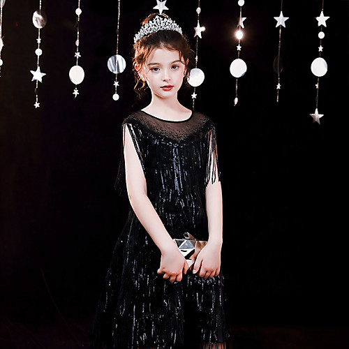 

Princess Tea Length Flower Girl Dresses Party Chiffon Sleeveless Jewel Neck with Solid