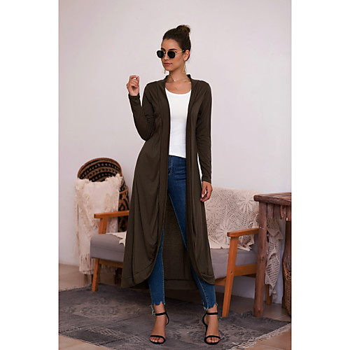 

Women's Solid Color Cardigan Long Sleeve Sweater Cardigans V Neck ArmyGreen