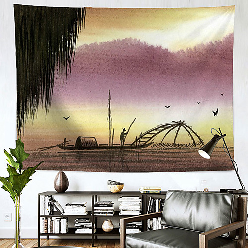 

Chinese Ink Painting Style Wall Tapestry Art Decor Blanket Curtain Hanging Home Bedroom Living Room Decoration Polyester