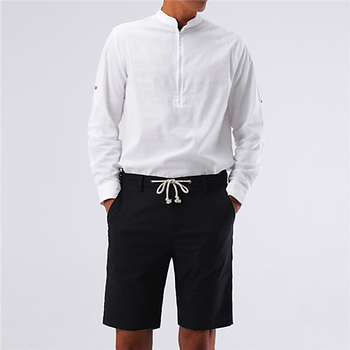 

Men's Shirt Solid Color Long Sleeve Casual Tops Casual White Black Red