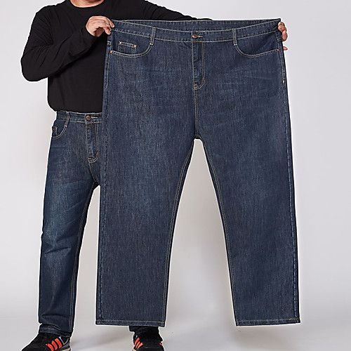 

Men's Casual Breathable Outdoor Casual Daily Pants Jeans Pants Solid Color Full Length Pocket Blue