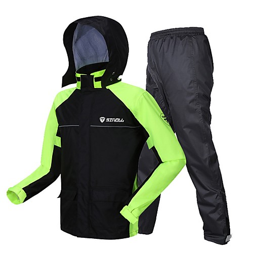 

Men's Rain Suit Rain Jacket Pants Hoodie Jacket Outdoor Reflective Waterproof Breathable Stain Resistant Clothing Suit Fishing Camping & Hiking Running Green Black