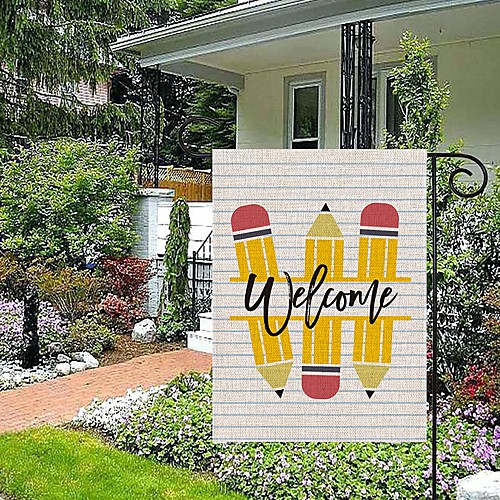 

Welcome Back to School Garden Flag Double Sided Outdoor Holidays Yard Flag Holidays Vertical Flags