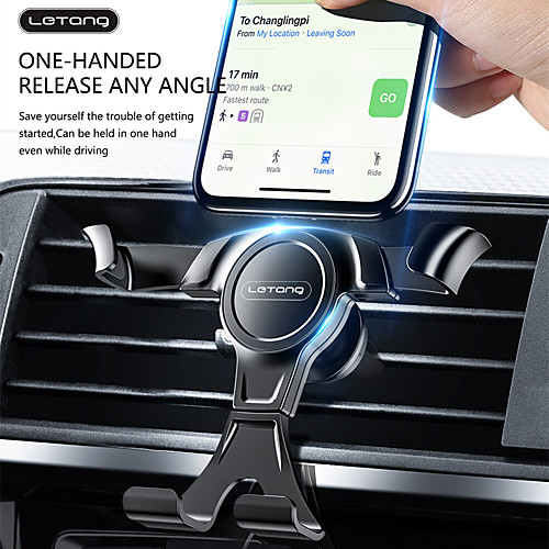 

Phone Holder Stand Mount Car Air Vent Outlet Grille Car Holder Buckle Type Gravity Type Aluminum Alloy Phone Accessory iPhone 12 11 Pro Xs Xs Max Xr X 8 Samsung Glaxy S21 S20 Note20