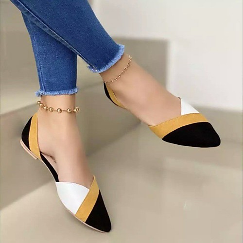 

Women's Flats Pumps Pointed Toe Rubber PU Light Brown Yellow Blue