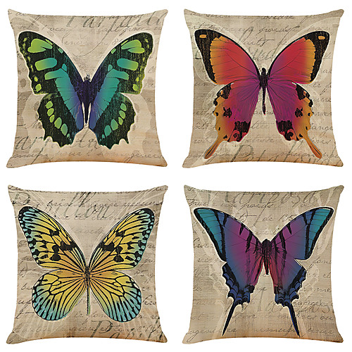 

Vintage Double Side Cushion Cover 4PC Soft Decorative Square Throw Pillow Cover Cushion Case Pillowcase for Bedroom Livingroom Superior Quality Machine Washable Outdoor Cushion for Sofa Couch Bed Chair
