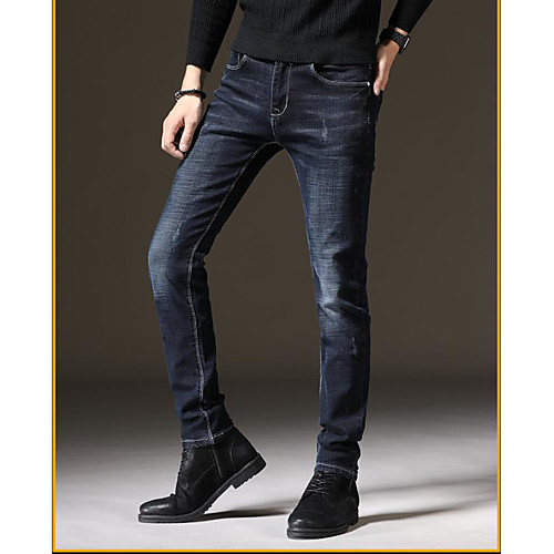 

Men's Chino Jeans Pants Solid Color Black