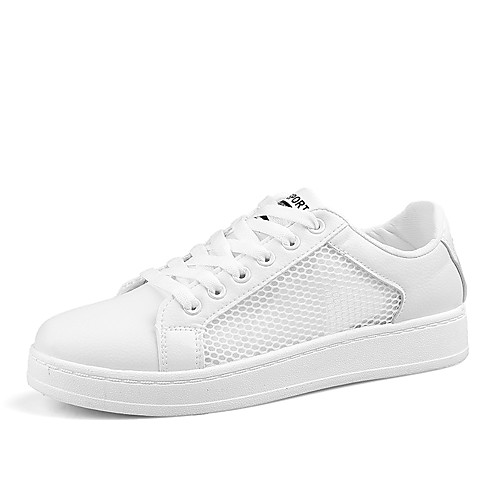 

Women's Sneakers White Shoes Flat Heel Round Toe Booties Ankle Boots Daily Home Mesh PU Black / White White
