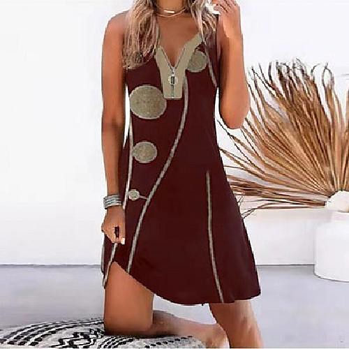 

Women's Strap Dress Short Mini Dress Blue Red Wine Black Sleeveless Dot Round Cut Spring Summer V Neck Casual 2021 S M L XL XXL 3XL