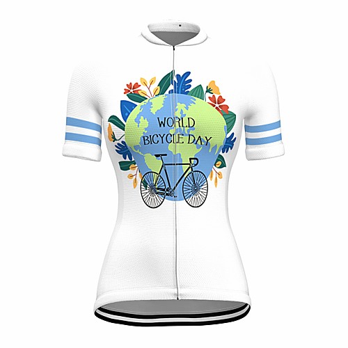 

21Grams Women's Short Sleeve Cycling Jersey Summer Spandex White Floral Botanical Bike Top Mountain Bike MTB Road Bike Cycling Quick Dry Moisture Wicking Sports Clothing Apparel / Stretchy
