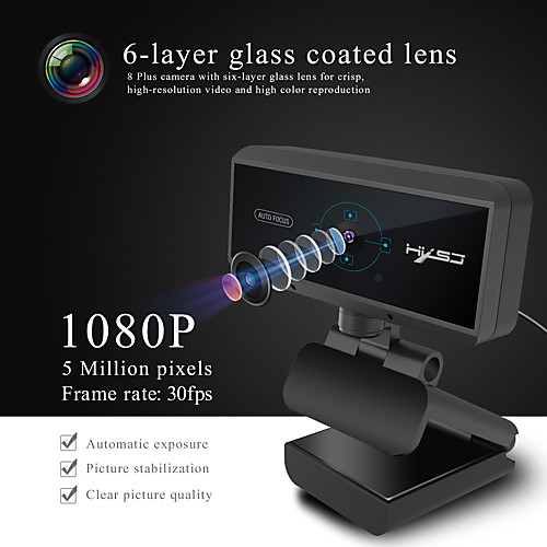 

5MP Auto Focus Webcam HD 1080P USB Web Camera with Built-in Microphone Computer Camera with Privacy Cover for PC Laptop