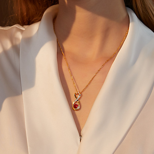 

Women's Red Crystal Choker Necklace Pendant Necklace Infinity Infinity Dainty Simple Fashion European Imitation Diamond Alloy Gold 42-48 cm Necklace Jewelry 1pc For Wedding Party Evening Street