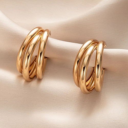 

Women's Hoop Earrings Earrings Classic Wedding Simple Romantic Fashion Modern Baroque Earrings Jewelry Gold For Wedding Halloween Formal Festival 1 Pair