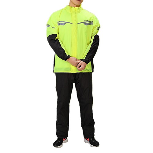 

Men's Rain Suit Rain Jacket Pants Hoodie Jacket Outdoor Reflective Waterproof Breathable Stain Resistant Clothing Suit Fishing Camping & Hiking Running Yellow Gray