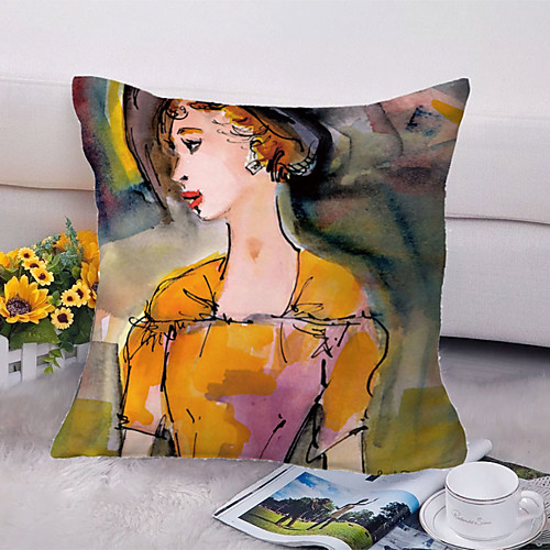 

Portrait Double Side Cushion Cover 1PC Soft Decorative Square Throw Pillow Cover Cushion Case Pillowcase for Bedroom Livingroom Superior Quality Machine Washable Outdoor Cushion for Sofa Couch Bed Chair Oil Painting Style