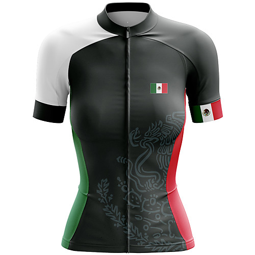 

21Grams Women's Short Sleeve Cycling Jersey Summer Spandex Black Mexico Bike Top Mountain Bike MTB Road Bike Cycling Quick Dry Moisture Wicking Sports Clothing Apparel / Stretchy / Athleisure