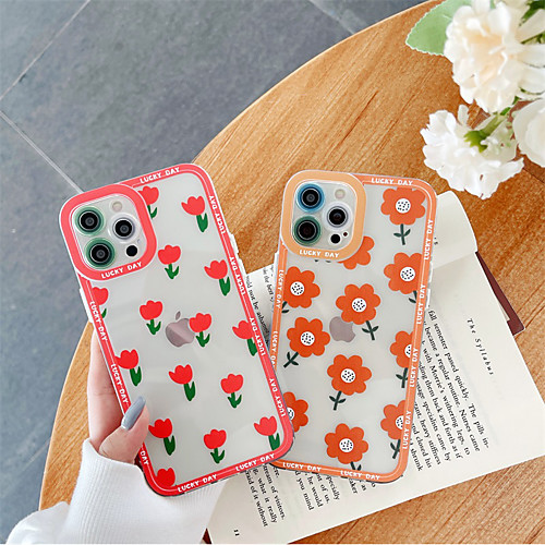 

Phone Case For Apple Back Cover iPhone 12 Pro Max 11 SE 2020 X XR XS Max 8 7 Shockproof Dustproof Geometric Pattern Flower TPU