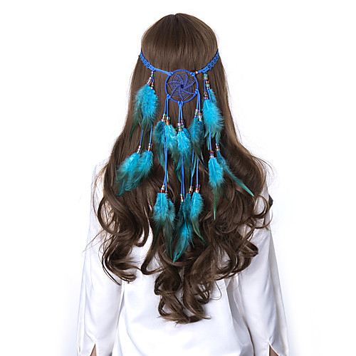 

lureme Dreamcatcher Feather Headband-Boho Feather Headwear Hippie Headdress Bohemian Hairband for Women (hb000014-8)