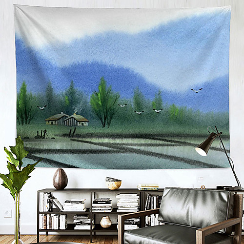 

Chinese Ink Painting Style Wall Tapestry Art Decor Blanket Curtain Hanging Home Bedroom Living Room Decoration Polyester