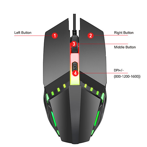 

LITBest S200 Wired USB Gaming Mouse / Ergonomic Mouse 1600 dpi 3 Adjustable DPI Levels 4 pcs Keys 4 Programmable Keys