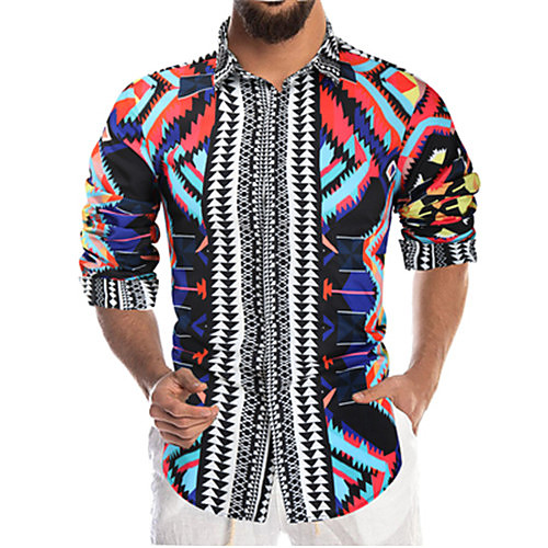 

Men's Shirt Graphic Long Sleeve Casual Tops Casual Black / Summer
