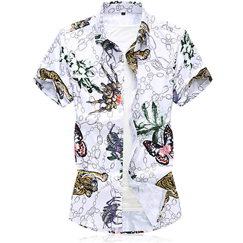 

Men's Shirt Graphic Short Sleeve Daily Tops Casual White Black